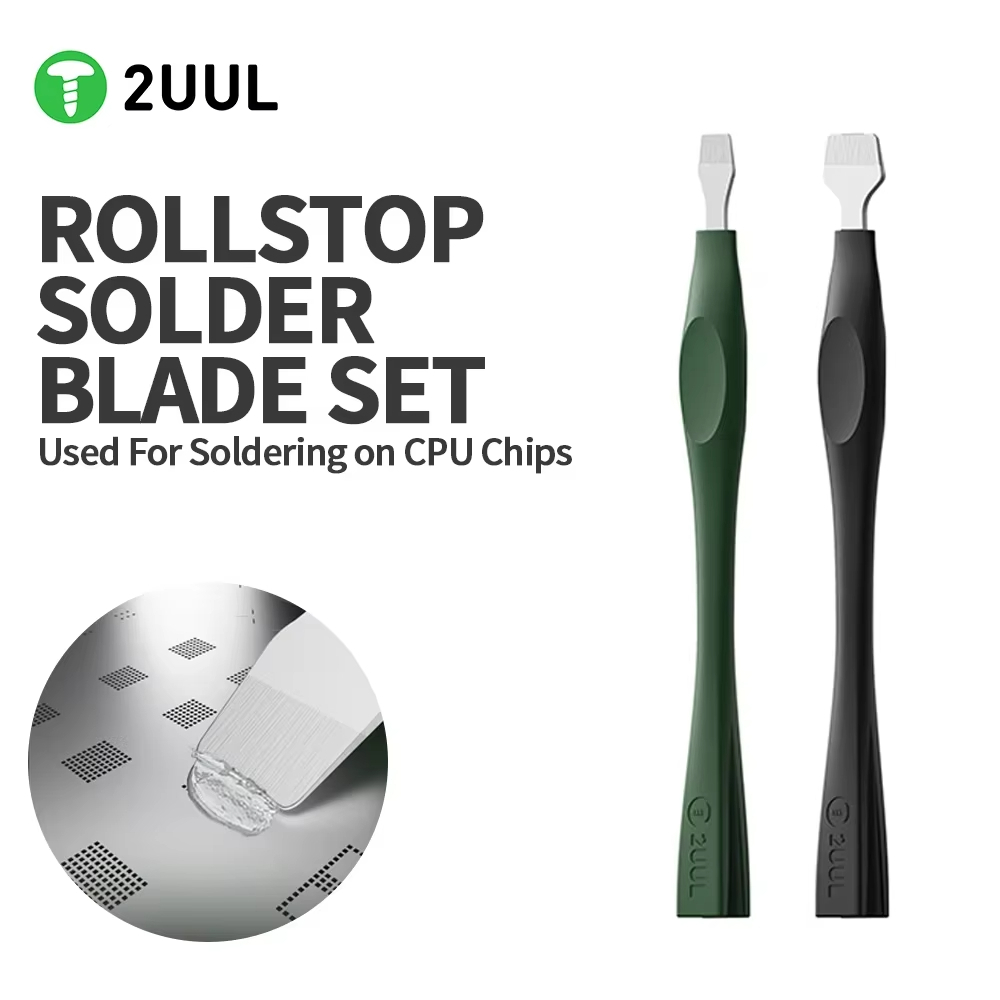 2UUL DA19 Anti-Roll Solder Scraper ชุด 9 มม./15 มม.สําหรับซ่อมโทรศัพท์, CPU ชิป Solder ตาข่าย, BGA Rework, เครื่องมือปลู