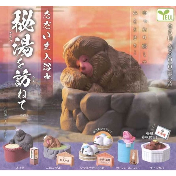 **ของแท้ พร้อมส่ง** สัตว์โลกแช่ออนเซ็นลับ Capsule Figure Currently taking a bath - Visiting a Secret Hot Spring