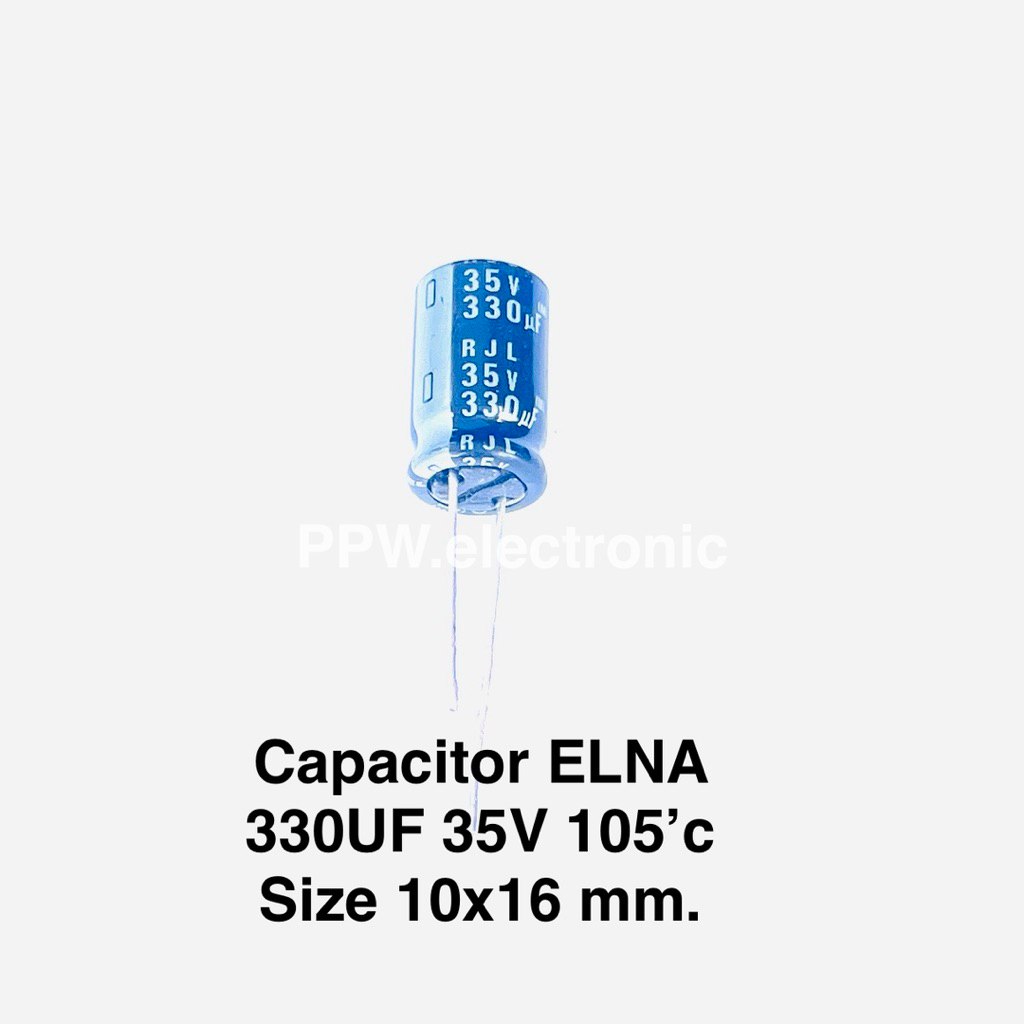 (แพ็คเกจ3ตัว) Capacitor 330UF 35V 105 องศา Size 10x16 mm. ยี่ห้อ ELNA ตัวเก็บประจุ 330ไมโคร 35โวลท์ ทนความร้อน 105 องศา