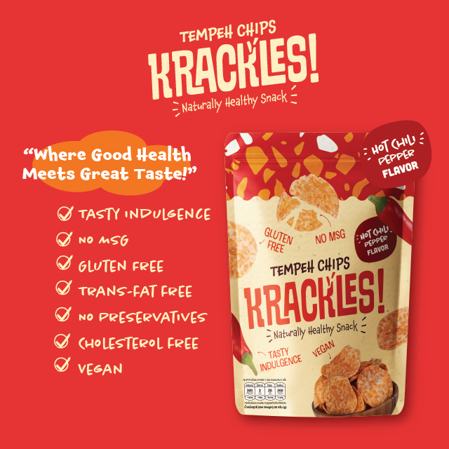 แคร็กเคิลส์ เทมเป้แผ่นกรอบ รสฮอตชิลลี่เปปเปอร์  50กรัม (Krackles! Tempeh Chips Hot Chili Pepper 50g)
