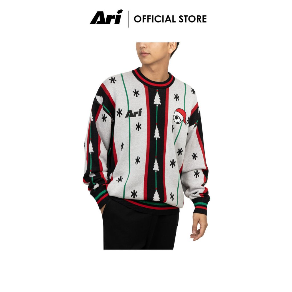 ARI XMAS 2025 KNITTED SWEATER - WHITE/RED/GREEN (AAP3165-02) เสื้อสเวตเตอร์แขนยา