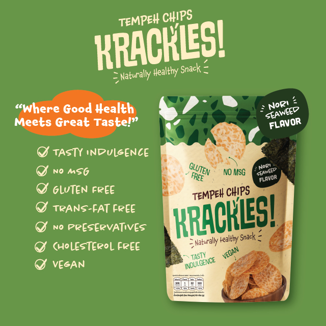 แคร็กเคิลส์ เทมเป้แผ่นกรอบ รสโนริสาหร่าย 50 กรัม (Krackles! Tempeh Chips Nori Seaweed Flavor 50g)