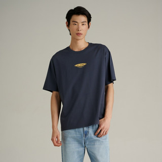 Mc JEANS เสื้อยืดแขนสั้นผู้ชาย ทรงโอเวอร์ไซส์ คอกลม สีเทาเข้…