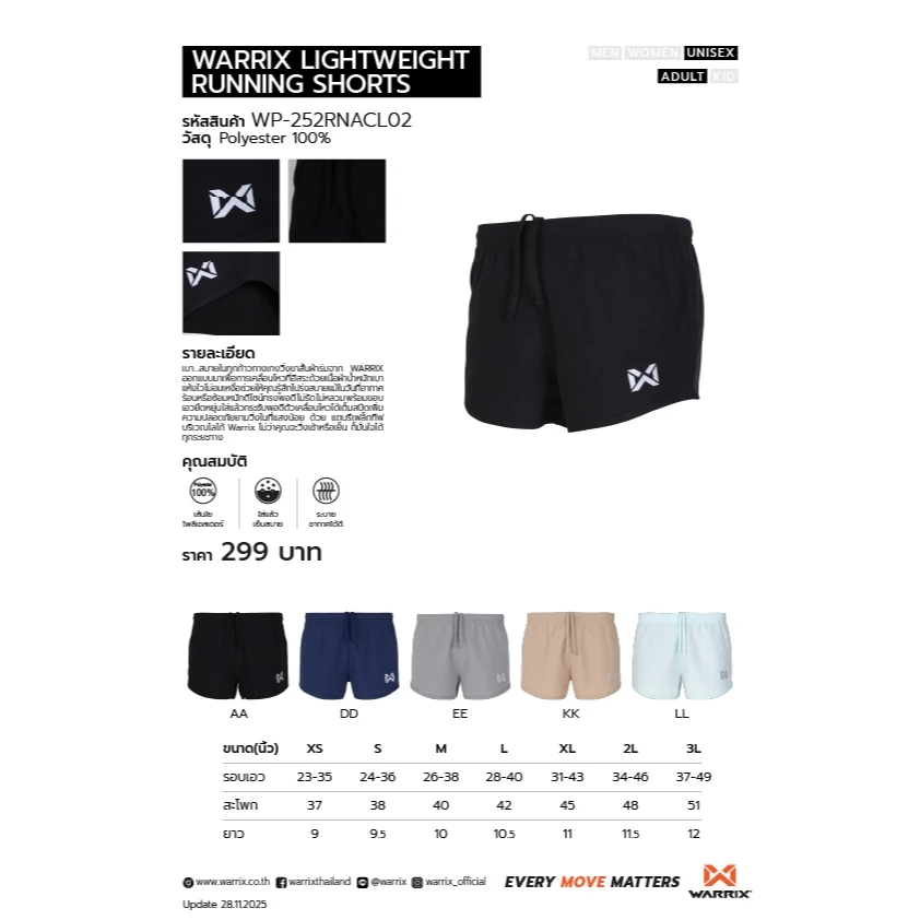 WARRIX กางเกงวิ่งขาสั้น 5 นิ้ว (WP-252RNACL02) thumbnail 3