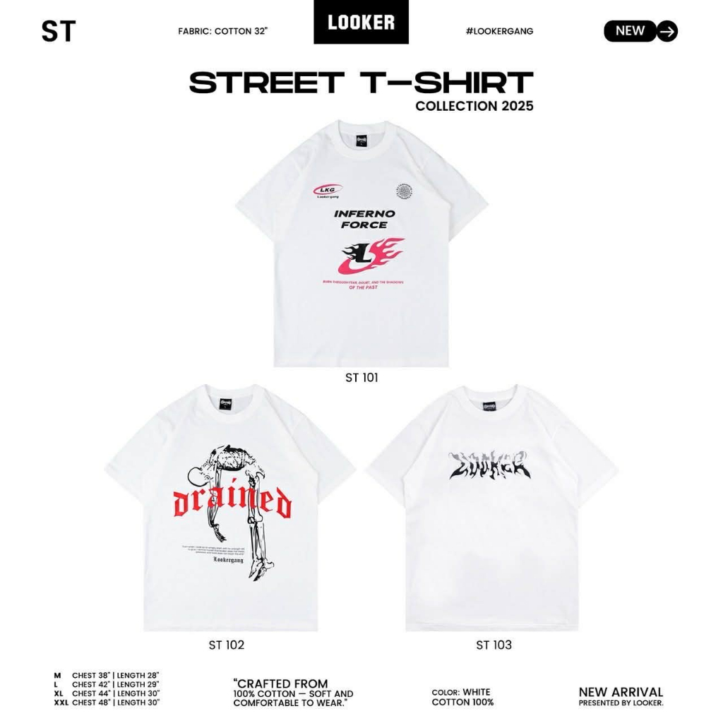 LOOKER- เสื้อยืดสกรีน (สีขาว) M/L/XL/XXL