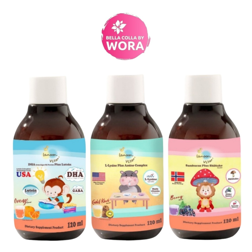 [1 ขวด] Lamoon DHA Plus Lutein / L-Lysine Plus Amino / Sambucus Plus Shiitake [120ml./ขวด] ลามุน ผลิตภัณฑ์เสริมอาหารเด็ก