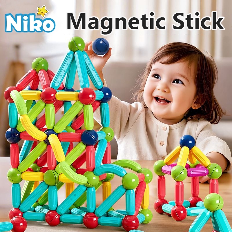 NIKO ตัวต่อแม่เหล็ก บล็อกตัวต่อแม่เหล็ก ชุดของเล่นตัวต่อแท่งแม่เหล็ก เสริมพัฒนาการเด็ก STEAM ส่งเสริมความคิดสร้างสรรค์