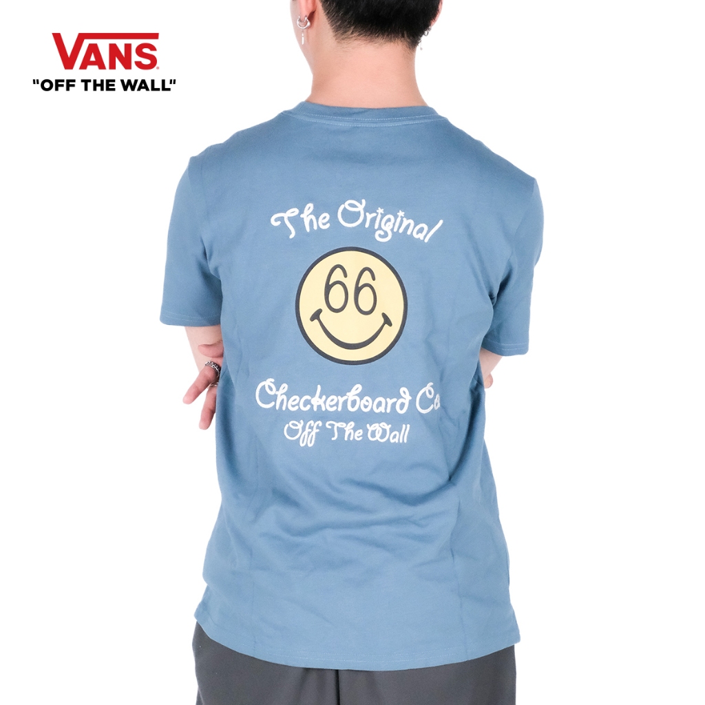 VANS SMILEY SS TEE TPT - BLUESTONE เสื้อยืด เสื้อยืดแวนส์ ผู้หญิง