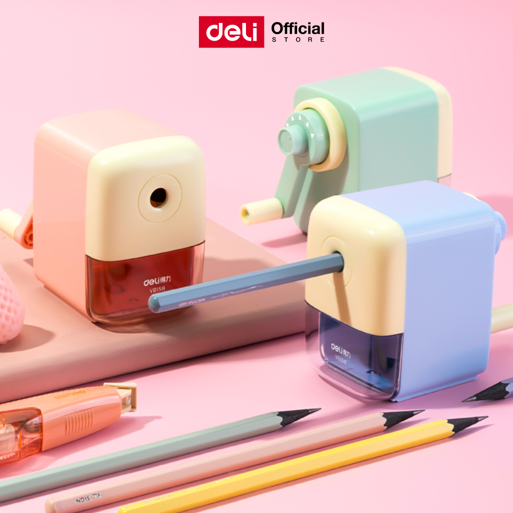 เครื่องเหลาดินสอ Deli กบเหลาดินสอ ปรับความแหลมได้ กบ เครื่องเหลาดินสอแฟนซี สีพาสเทล ดินสอไม้ 2b สุดน่ารัก