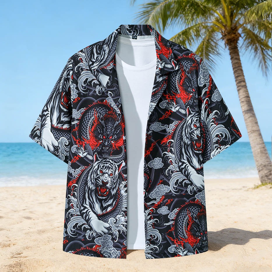 เสื้อลายพิมพ์ แฟชั่นสําหรับผู้ชาย สินค้าใหม่ สงกรานต์ เสื้อ เสื้อฮาวาย