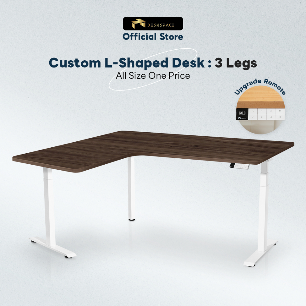 (Pre-Order) โต๊ะสั่งตัดปรับระดับไฟฟ้ารูปตัวแอล DESKSPACE 3 Legs รีโมทมี USB Charger 1 ช่อง รับประกันมอเตอร์ 5 ปี