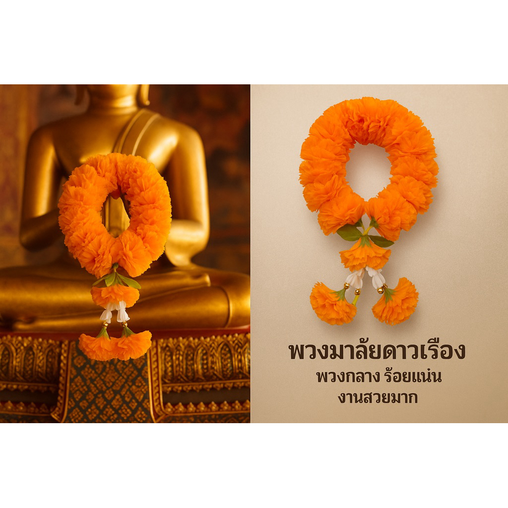 พวงมาลัยข้อมือ พวงมาลัยกลม มาลัยกลม พวงมาลัยดาวเรือง(กลาง)ร้อยแน่นๆ