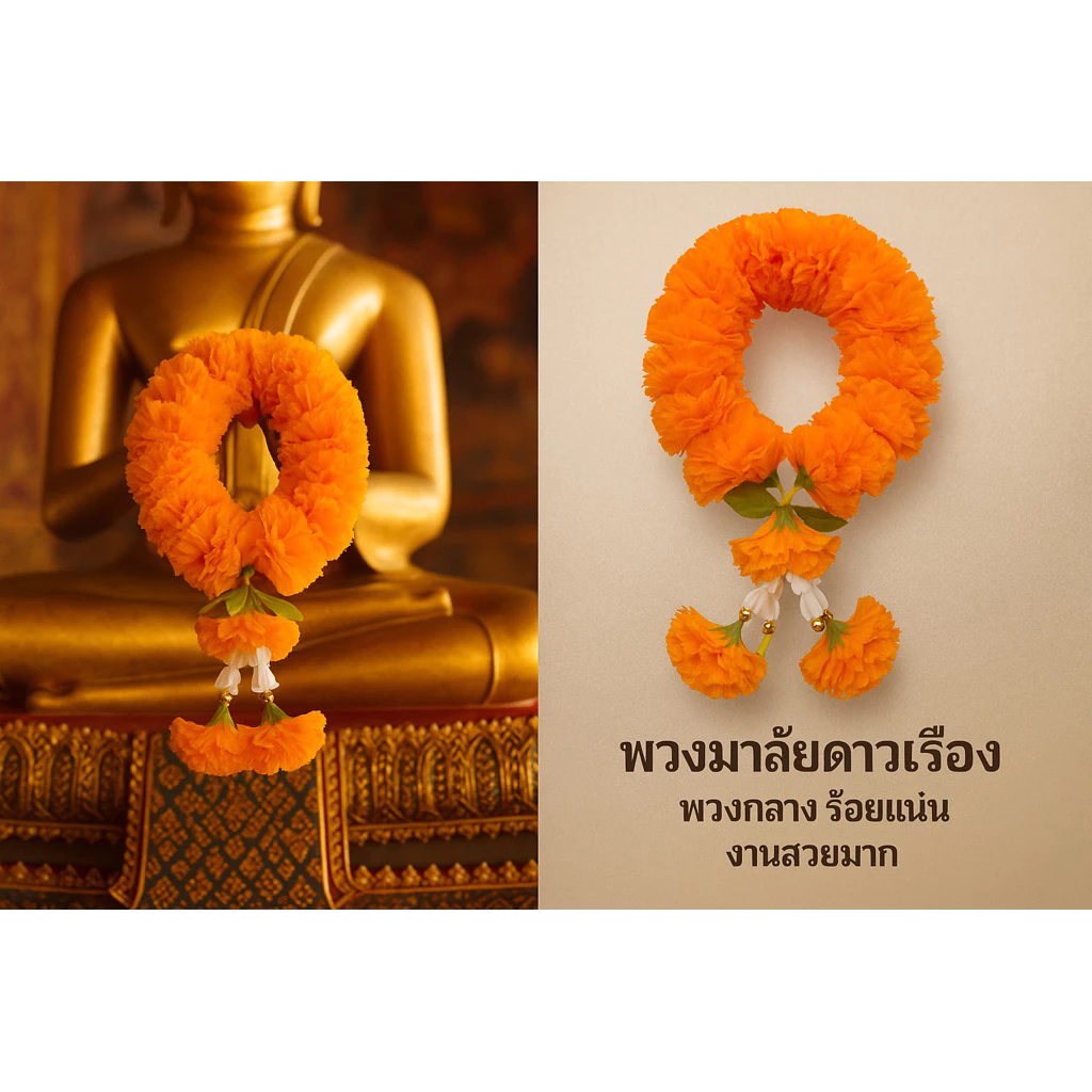 พวงมาลัยข้อมือ พวงมาลัยกลม มาลัยกลม พวงมาลัยดาวเรือง(กลาง)ร้อยแน่นๆ