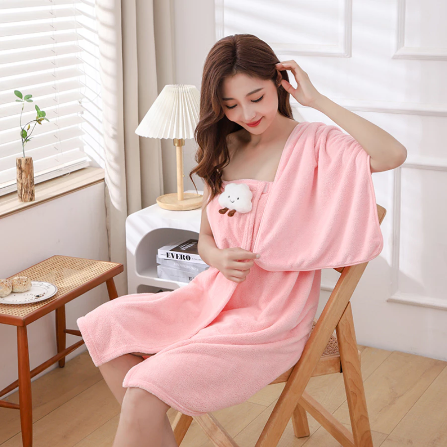 ผ้าเช็ดตัวผืนใหญ่แบบพันรอบหน้าอก เสื้อคลุมอาบน้ำผ้าฝ้าย thumbnail 3