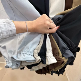Reallyshops #9379(K) กางเกงขายาวบอลลูนปลายดอกไม้ เอวยางยืด ผู้หญิง พร้อมส่ง