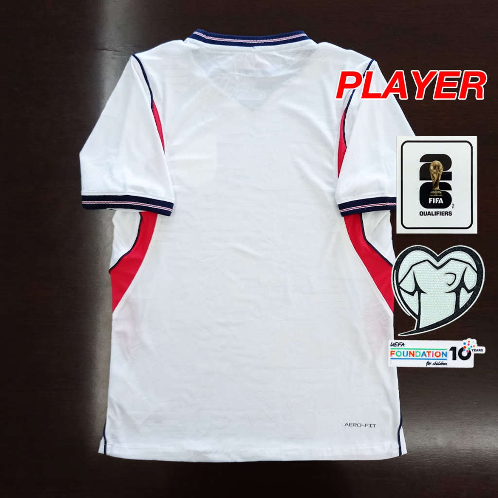 เสื้อฟุตบอลเกรดเพลเยอร์ทีมชาติ oังกฤษ เหย้า รุ่นฟุตบอลโลก2026 อาร์มWC ไซส์S-2XL #PY0093