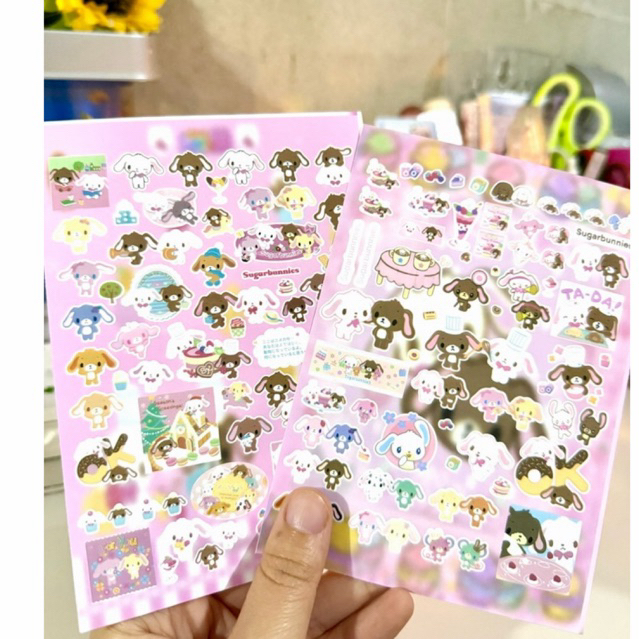 🎀🩷พร้อมส่ง!(new)สติ๊กเกอร์ แพค2ชิ้น สำหรับตกแต่ง โทนสีชมพู ลายกระต่าย