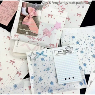 ❄️🎀พร้อมส่ง!ถุงกระดาษ แพค10ชิ้น คละลาย หิมะ โบว์สีชมพู ขนาด1…