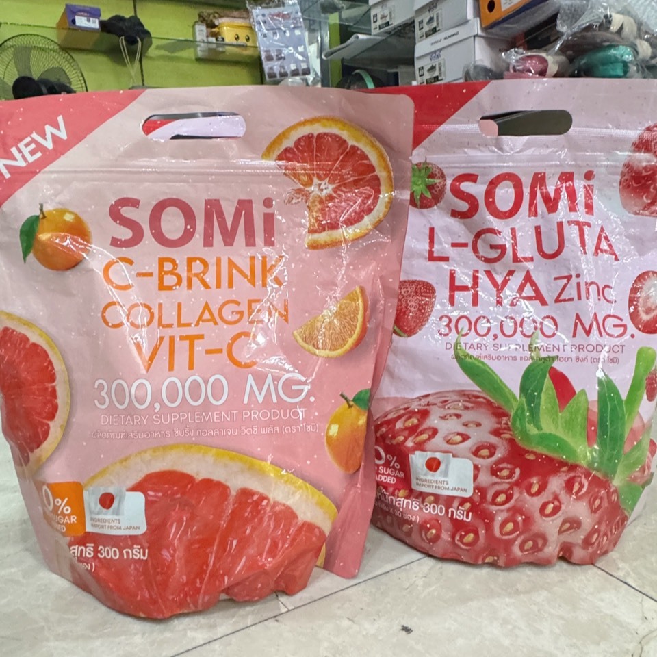 somi น้ำชง โซมี่ คอลลาเจน กลูต้า 1 ห่อ (บรรจุ 30 ซอง ) โซมิ แอล-กลูต้า ไฮยา ซิงค์ Somi L-Gluta Hya Z