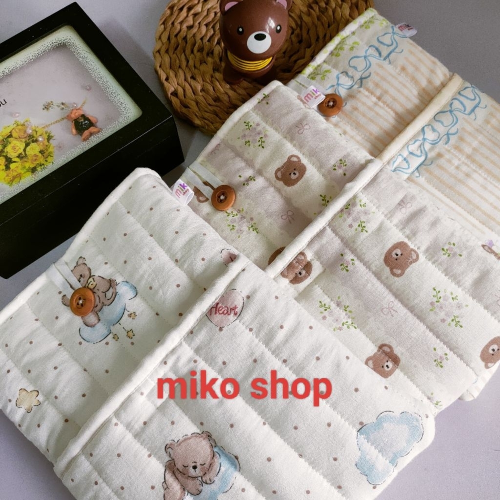 กระเป๋าใส่หนังสือ/ซองใส่หนังสือ​ book sleeve ลายน่ารัก บุใยนุ่ม แฮนด์เมด | miko shop