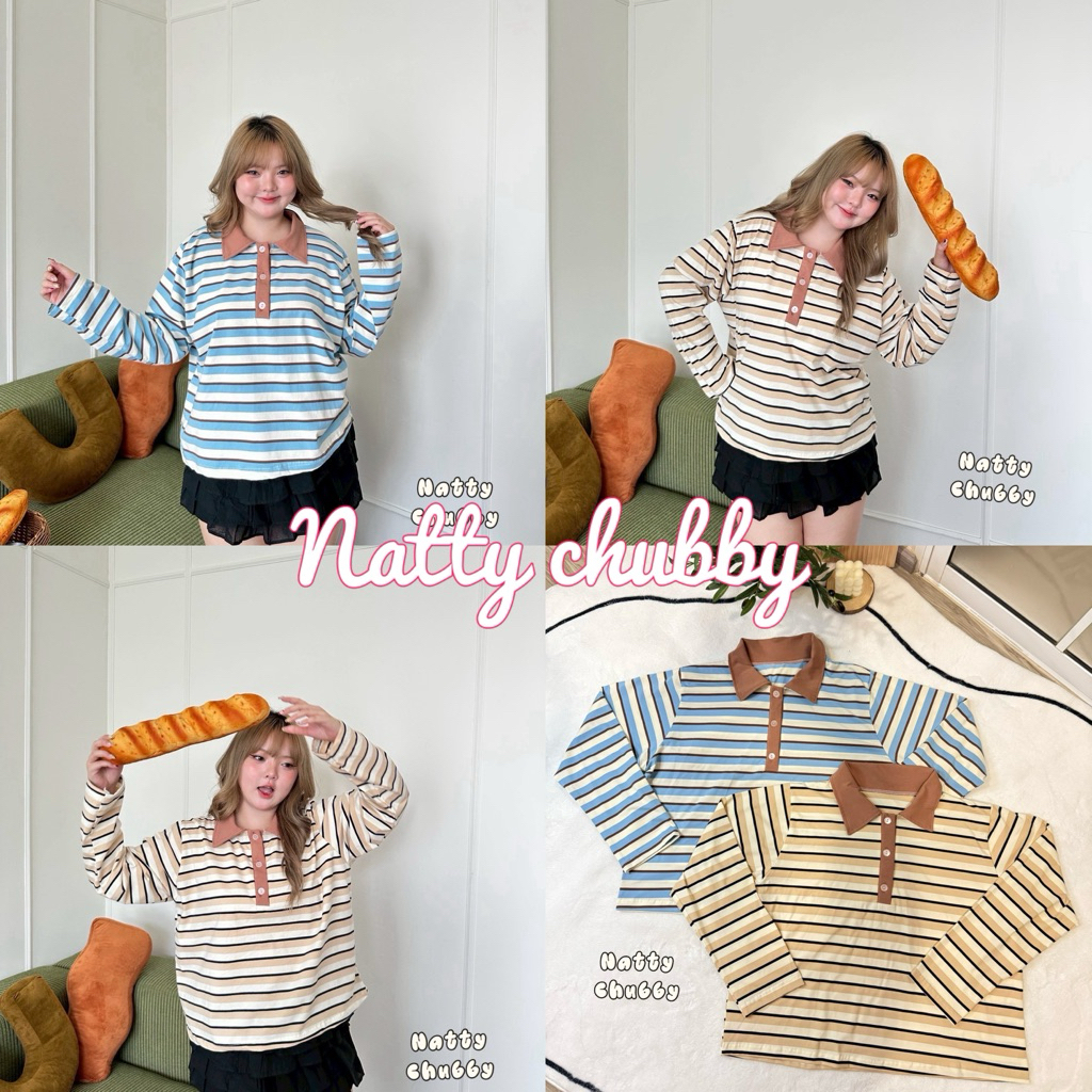 ส่งด่วน (NA) เสื้อเชิ้ตแขนยาว ทรงโอเวอร์ไซส์ ผ้าลายริ้ว สีละมุนมาก  สาวอวบไซด์ใหญ่ อก38-60 ราคา ถูกที่สุด ดีลบีเคเค รูปภาพหลัก