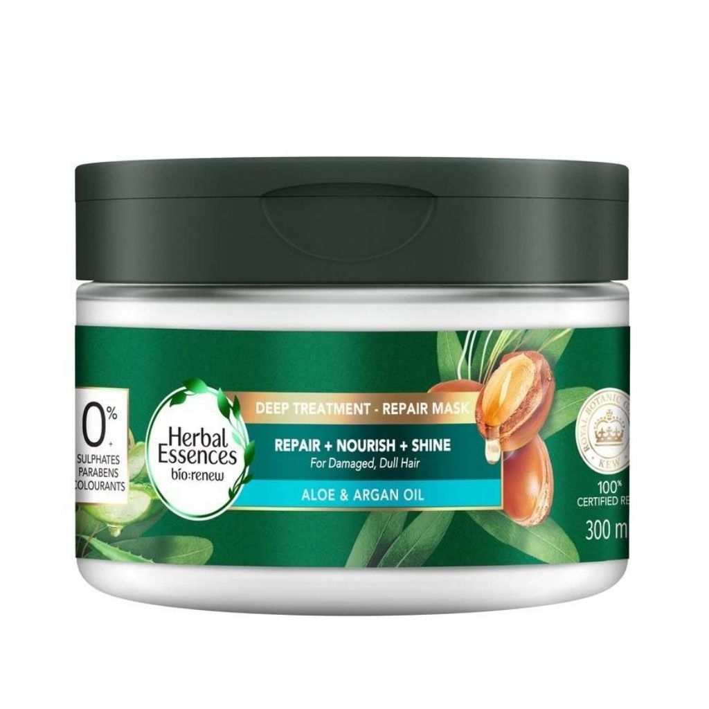 Herbal Essences Treatment Aloe & Argan Oil Repair Mask 300 ml ทรีทเม้นท์มาส์กบำรุงเส้นผมอย่างล้ำลึก สำหรับผมแห้งเสียมาก