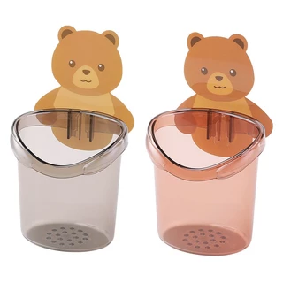 ที่วางแปรงสีฟัน หมีน้อย ที่วางยาสีฟัน ชั้นวางของในห้องน้ำติดผนัง กล่องเก็บอุปกรณ์อาบ