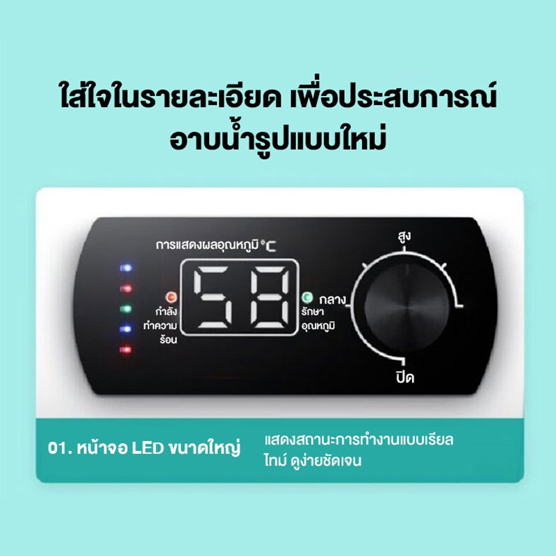 Taivani 2200W เครื่องทำน้ำอุ่นกำลังสูง 40-100L เก็บเครื่องทําน้ําอุ่น แท้งค์เก็บน้ำขนาดใหญ่ ตัดไฟเมื่อน้ำไหลออก - รูปที่ 7