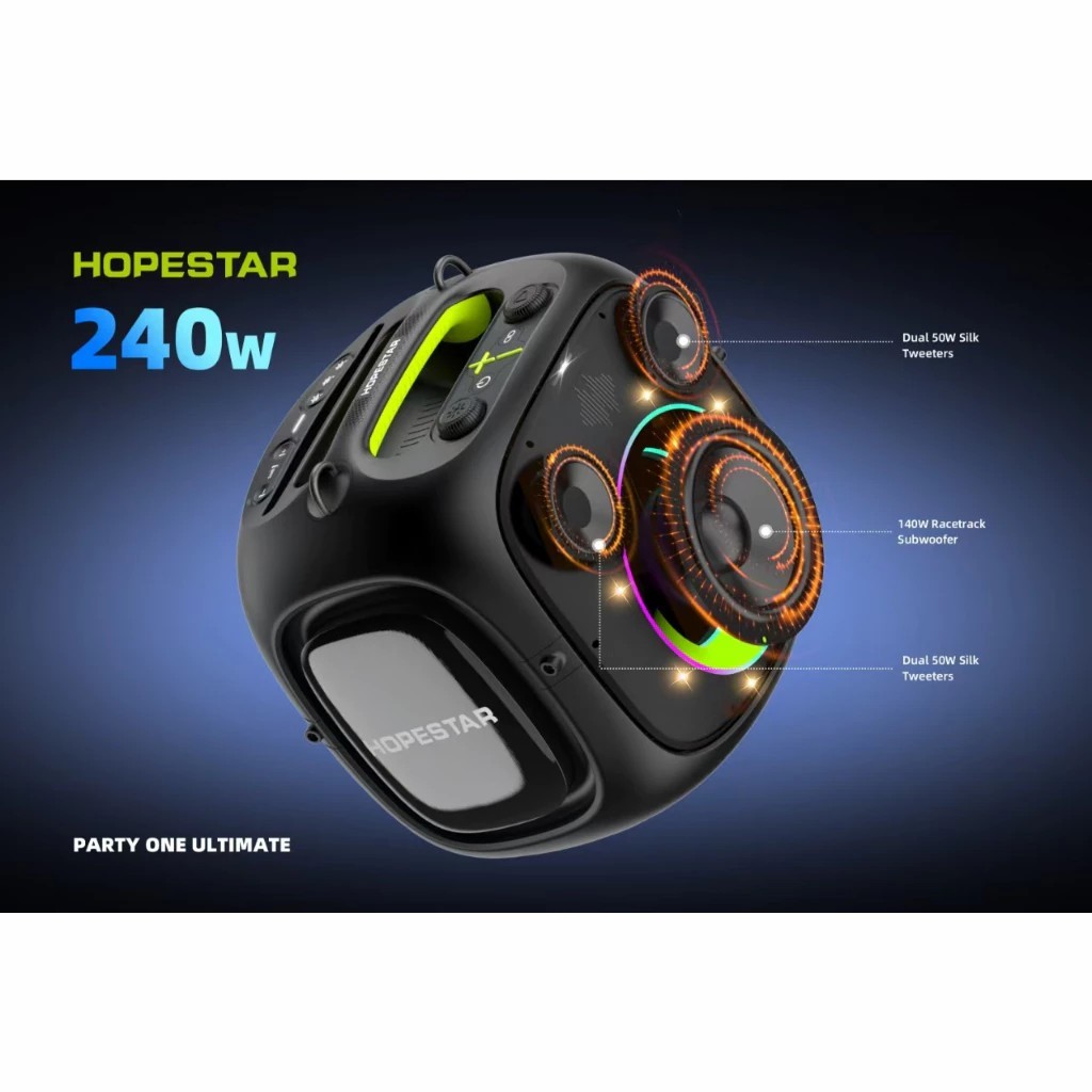 🔊 HOPESTAR PARTY ONE ULTIMATE ลำโพงบลูทูธ 240W พร้อมไมค์คู่ ปรับเสียงได้ 3 แบบ แบตเตอรี่ถอดเปลี่ยนได้ ประกันศูนย์ไทย 1ปี