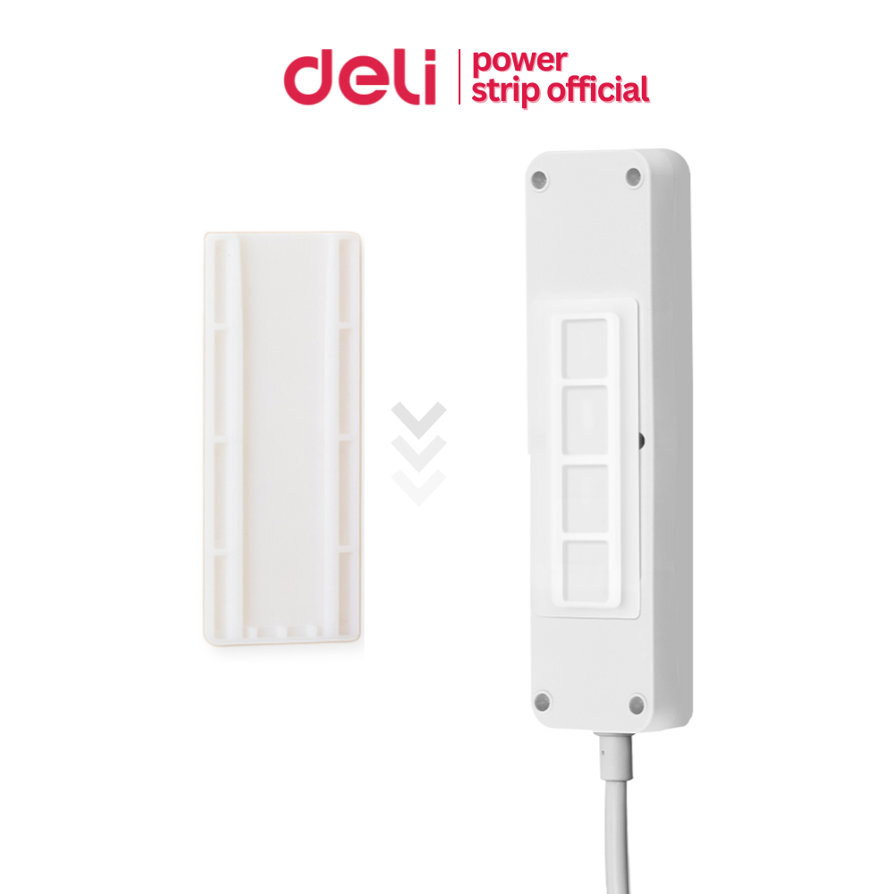 Deli ที่ยึดปลั๊กพ่วง ที่วางรางปลั๊กไฟ มีกาวในตัว ติดตั้งง่าย ยึดติดผนังแน่น Power Strip Holder