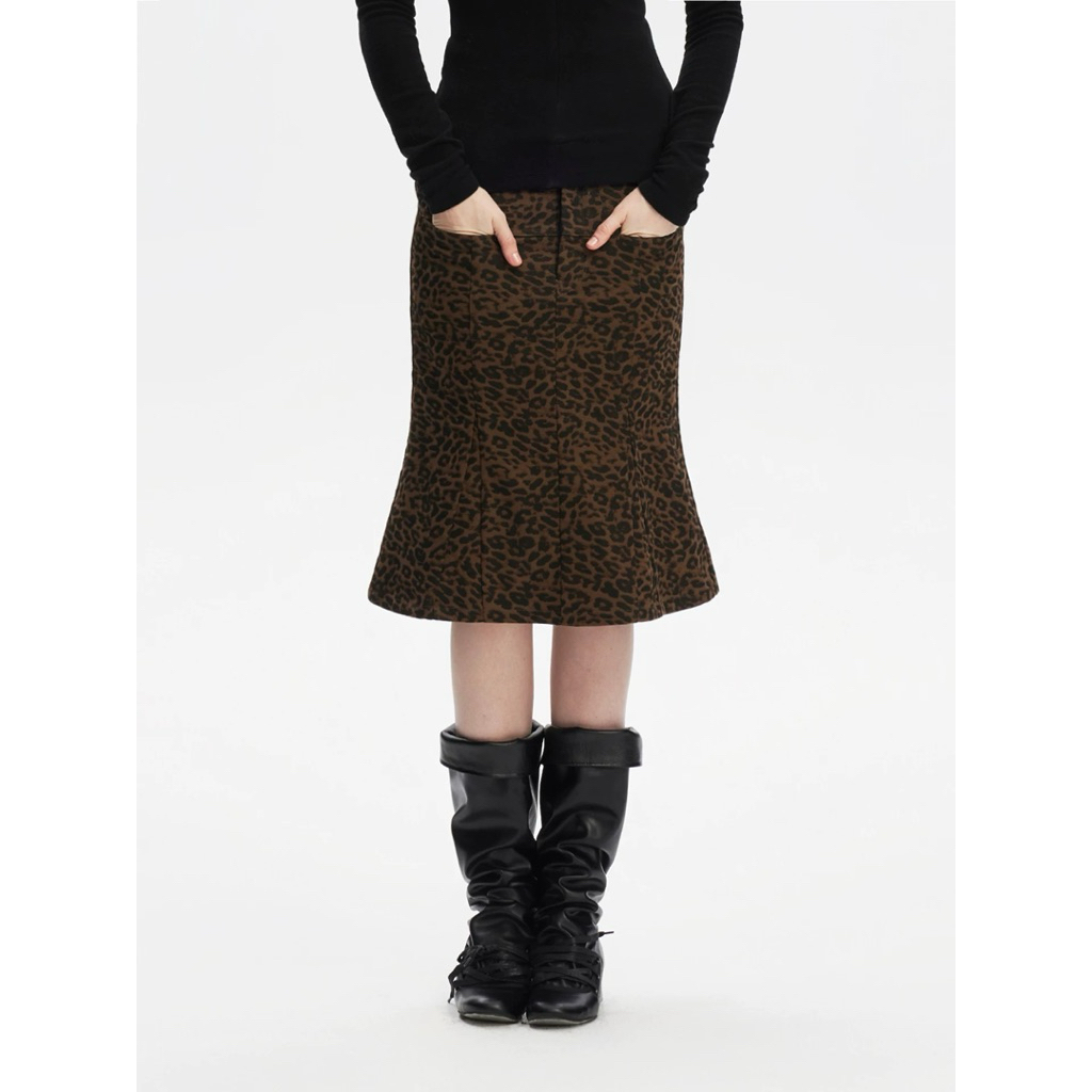 SALTHe Leopard Print Midi Skirt
