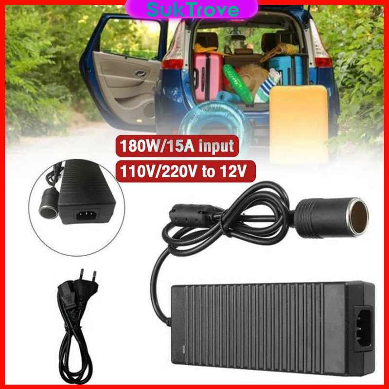แปลงไฟบ้าน 220V เป็นไฟรถยนย์ 12v DC 220V to 12V 15A ตัวแปลงไฟ 12v 220v Car Adapter หม้อแปลงไฟ 220v เป็น 12v AC Plug