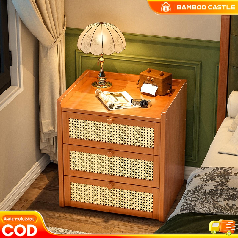 🐼 โต๊ะข้างเตียงสไตล์โมเดิร์น ลิ้นชักเก็บของ เฟอร์นิเจอร์ห้องนอน  ดีไซน์สวย ทันสมัยทนทาน