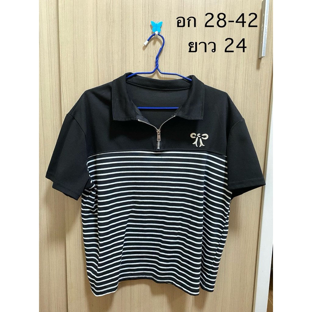 ✅ส่งต่อ เสื้อซิปคอปกโบว์ MAI AREA 114