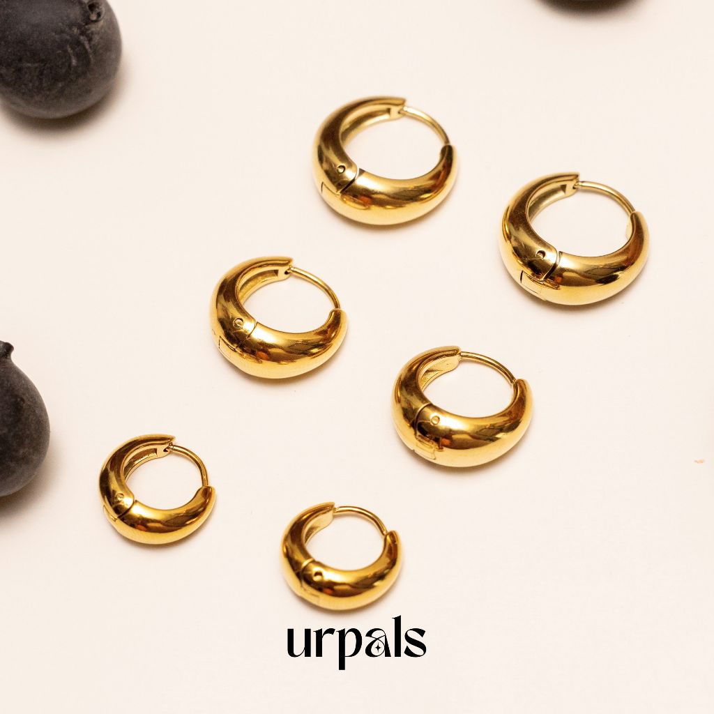 URPALS ต่างหูห่วง ต่างหู Stainless ชุบทอง 18K แพ้ง่ายใส่ได้
