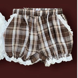 Levenn.bkk • Pumpkin Pants กางเกงขาสั้น ผ้าคอตตอลทอลาย ทรงฟักทองน่ารักสุดคิ้ว