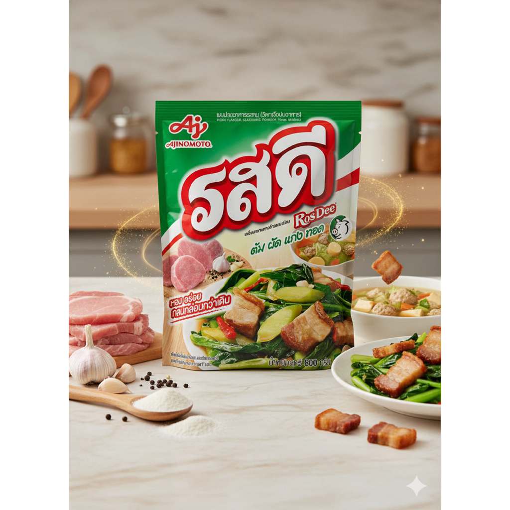 รสดี ผงปรุงอาหาร รสหมู ขนาด 800 กรัม (1 ซอง)