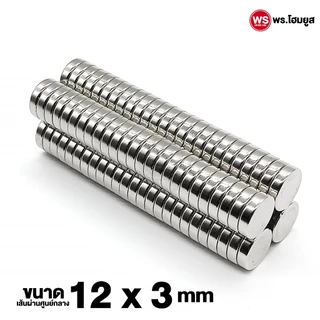ขาย 1 ตัว / เกรด N52 ขนาด 12x3 mm มม. แม่เหล็ก diy แรงสูง เกรดดีคุณภาพ 12x3mm N52