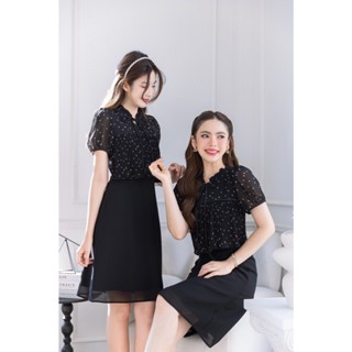 เดรสชีฟองอกพลีท แพทเทิร์นขายดี รอบนี้จัดเป็นลาย polka dot กั…