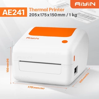 AiYin AE241 เครื่องปริ้นความร้อน ใบปะหน้า ฉลากสินค้า/ยา บาร์โค้ด ไม่ใช้หมึกThermal Printer ฟรีกระดาษ