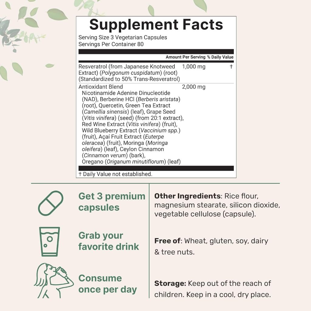 Micro Ingredients Resveratrol NAD Complex 11 in 1 with Quercetin Berberine Grape Seed 3000mg 240 Veggie Caps (No.4041) ราคา ถูกที่สุด ดีลบีเคเค แกลเลอรีภาพที่ 5