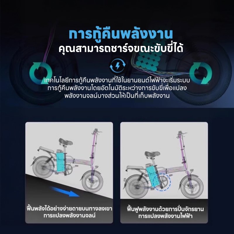 Mall DongCจักรยานไฟฟ้าพับได้ electric bike เหมาะสำหรับผู้ใหญ่ แบตลิเที่ยม 48V-23Ahกำลังไฟ 400W ขับได้ไกลถึง 35-90km - รูปที่ 4