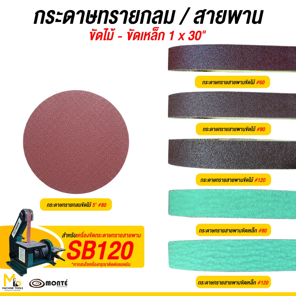 กระดาษทรายสายพาน กระดาษขัดไม้-ขัดเหล็ก 1x30นิ้ว #60,#80,#120 กระดาษ ทราย สายพาน กระดาษทราย