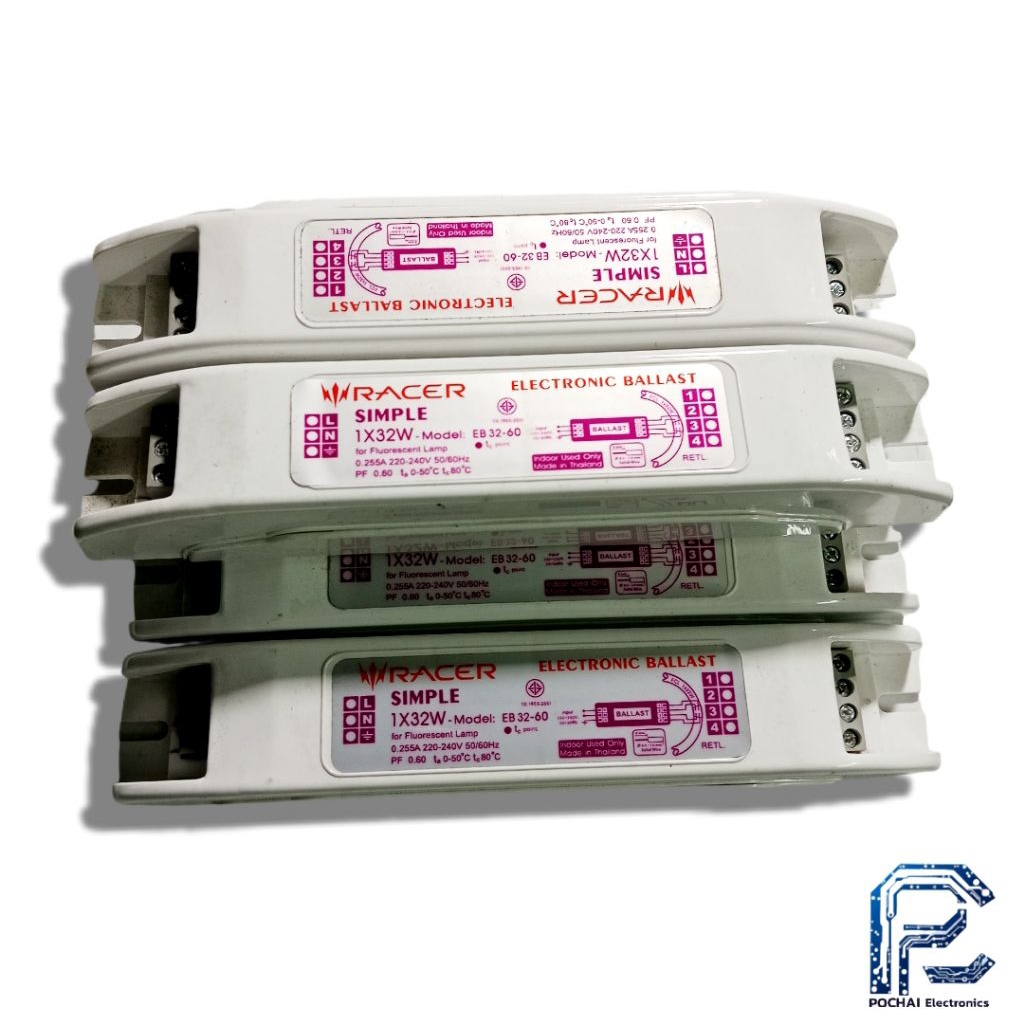 บัลลาสต์อิเล็กทรอนิกส์ รุ่น EB32-60 (WRACER SIMPLE) สำหรับหลอดฟลูออเรสเซนซ์ ไฟฟ้า 220-240 โวลต์