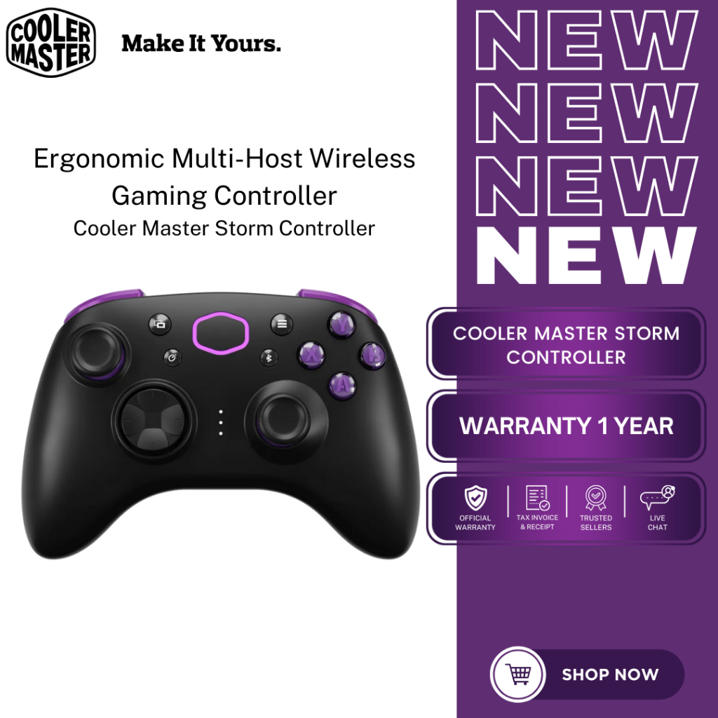 Cooler Master จอยคอนโทรลเลอร์ Storm Black Bluetooth 5.0 รองรับ Windows iOS Android