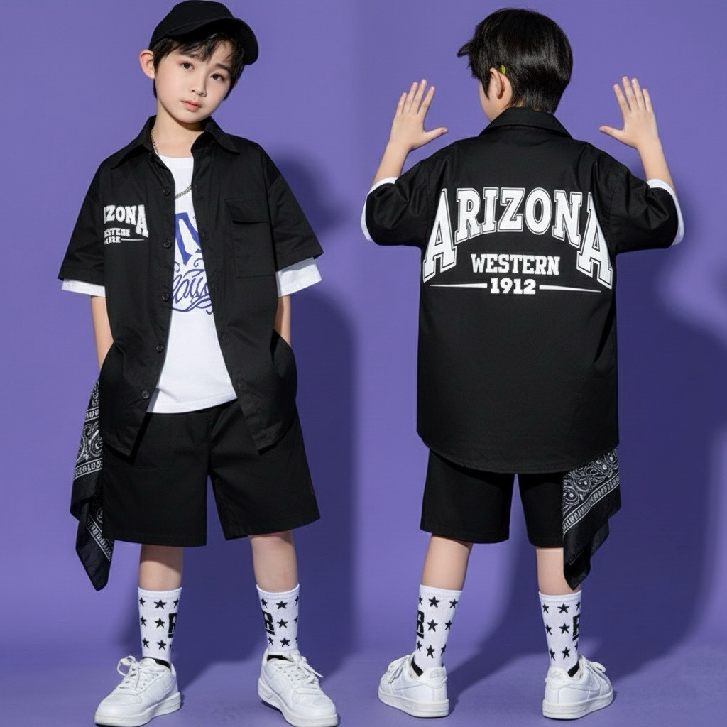 ML527 เสื้อผ้าเด็กผู้ชาย ชุดเซ็ต2ชิ้น ทรงฮิปฮอป ชุดฮิปฮอปเด็ก ไซส์110-180 สีดำ พร้อมส่ง