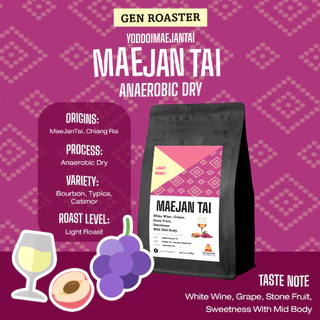 เมล็ดกาแฟคั่วอ่อน แม่จันใต้ หนึ่งยอดดอย Process Anaerobic Dry : Light Roast