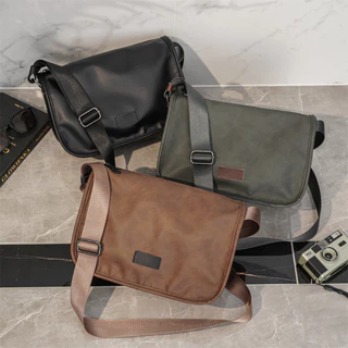 กระเป๋าสะพายข้างผู้ชาย Crossbody PU นิ่ม กันน้ำ มีช่องเยอะ