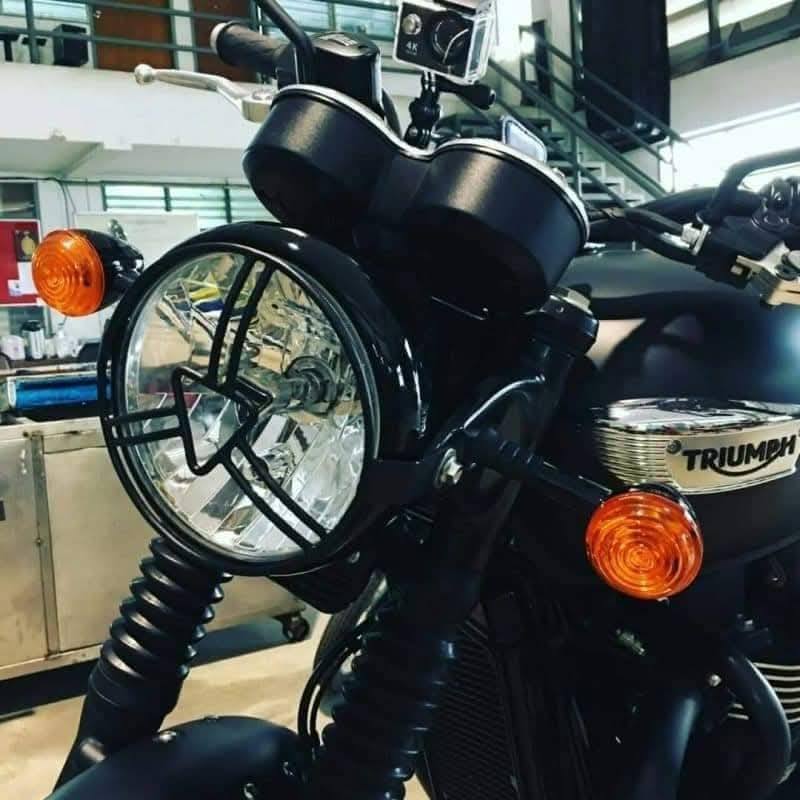 การ์ดไฟหน้า {สำหรับ} Triumph T100, T120 และ Triumph ที่มีไฟหน้าขนาด 7 นิ้ว