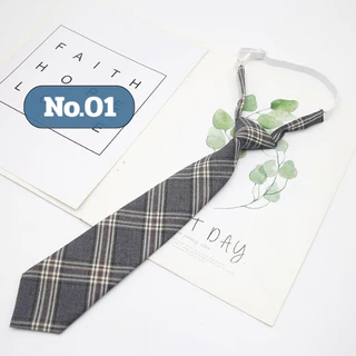 เนคไทด์ลายสก็อต เนคไทผู้หญิงผู้ชายสไตล์ญี่ปุ่น jk tie เนคไทด์นักเรียนไม่ต้องผูก เนคไทด์ลายทาง ยาว 33 ซม